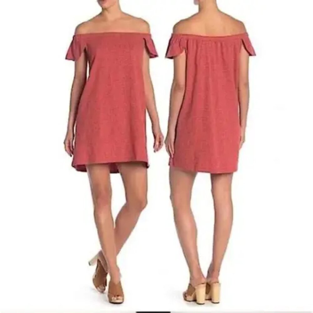Madewell Eloise Flutter Sleeve Off the Shoulder Dress, Size M, Rust